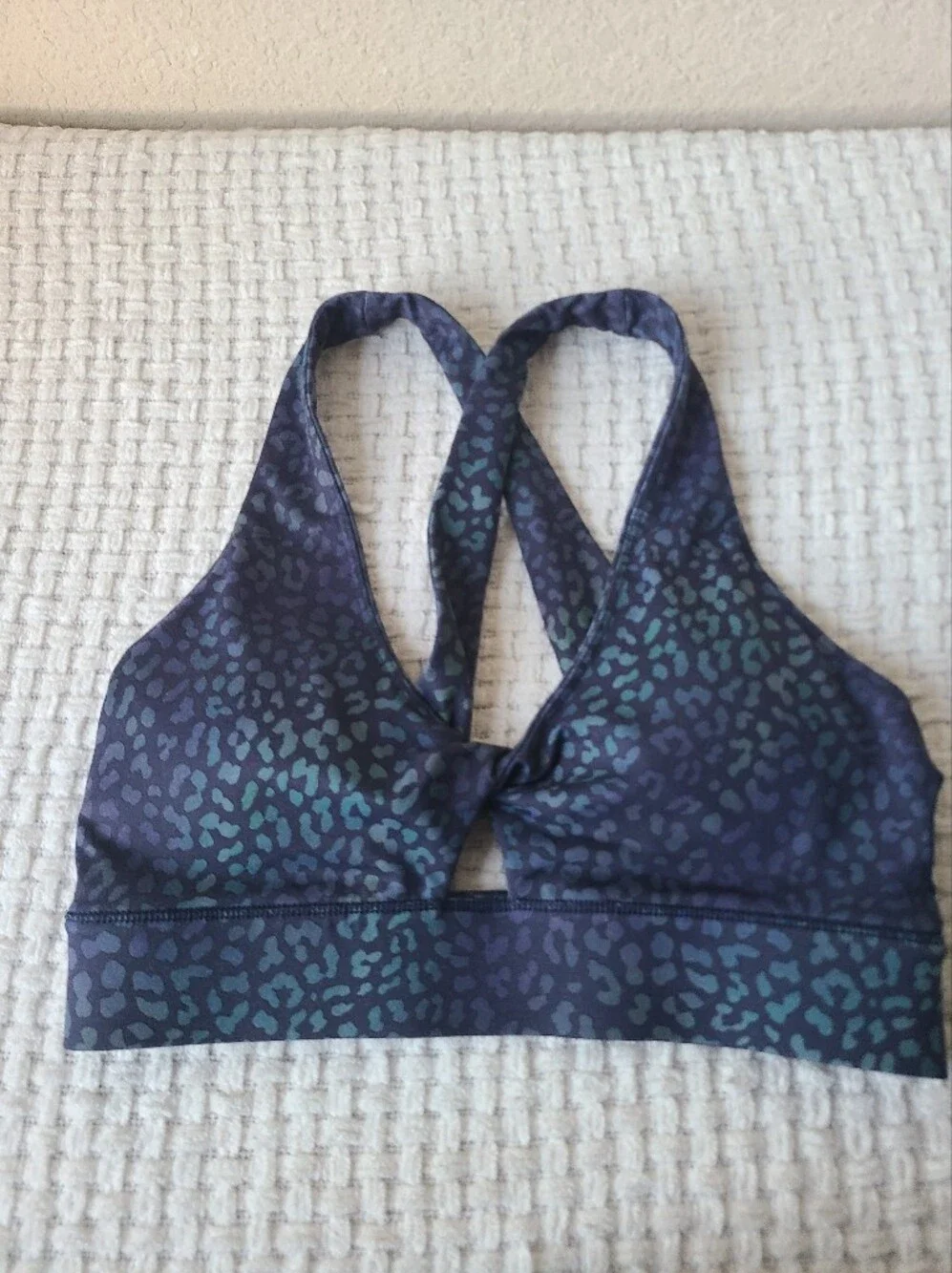 Fableticw Women's Dark Navy Leopard Print Racerback Sports Bra Size XS